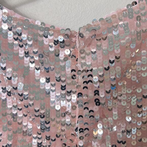 NEW Milly Minis pink silver sequin Angular Shift Dress - Picture 6 of 11